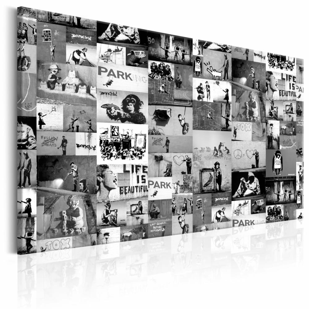 Tableau collage de graffitis banksy 120 x 80 cm