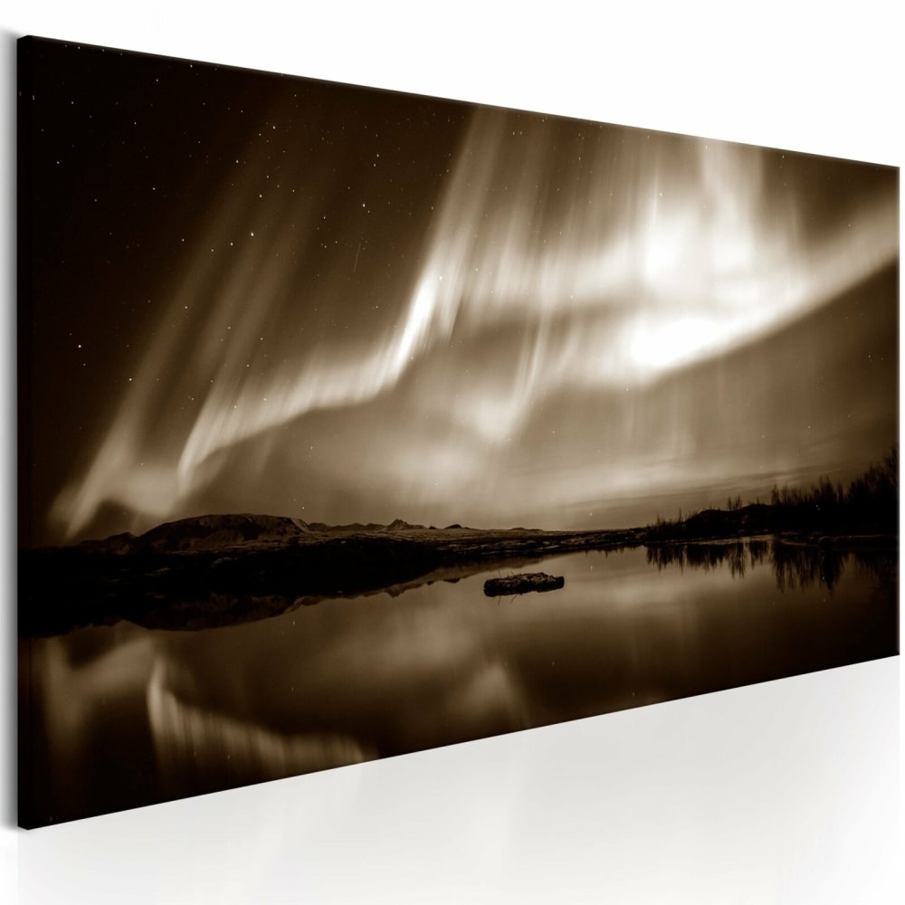 Tableau lac en sépia 120 x 40 cm