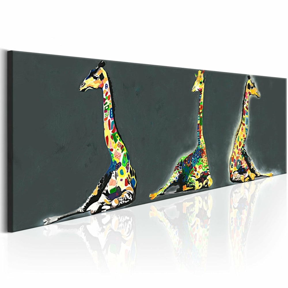 Tableau girafes colorées 120 x 40 cm