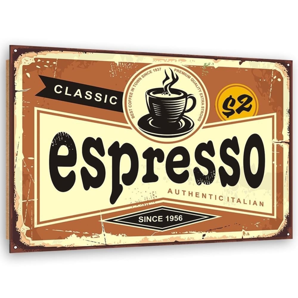 Tableau bois rétro - expresso 120 x 80 cm
