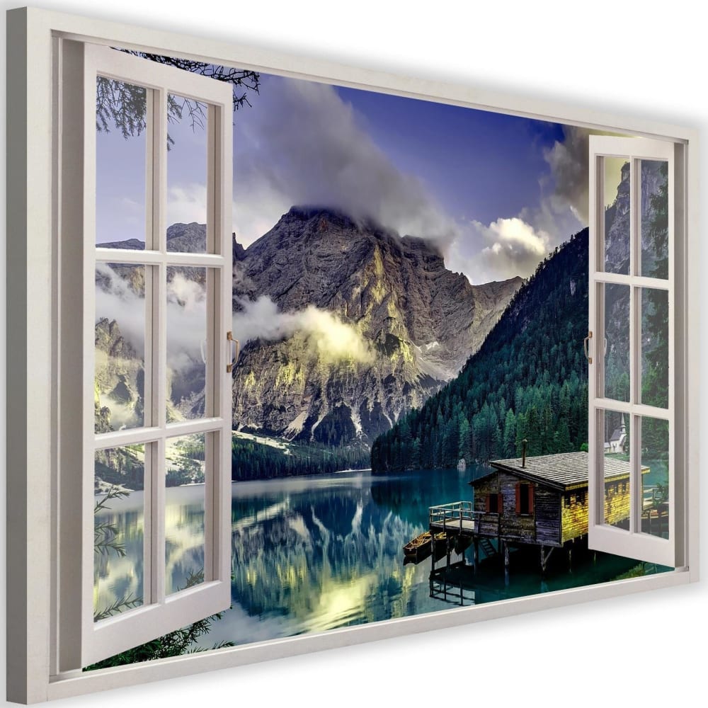 Tableau fenêtre, paysage de montagne 120 x 80 cm