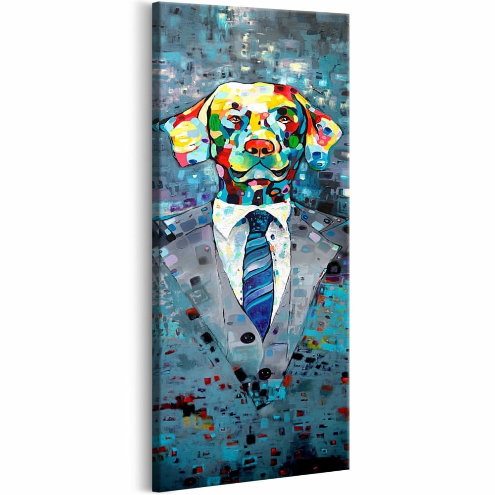 Tableau chien en costume 40 x 120 cm