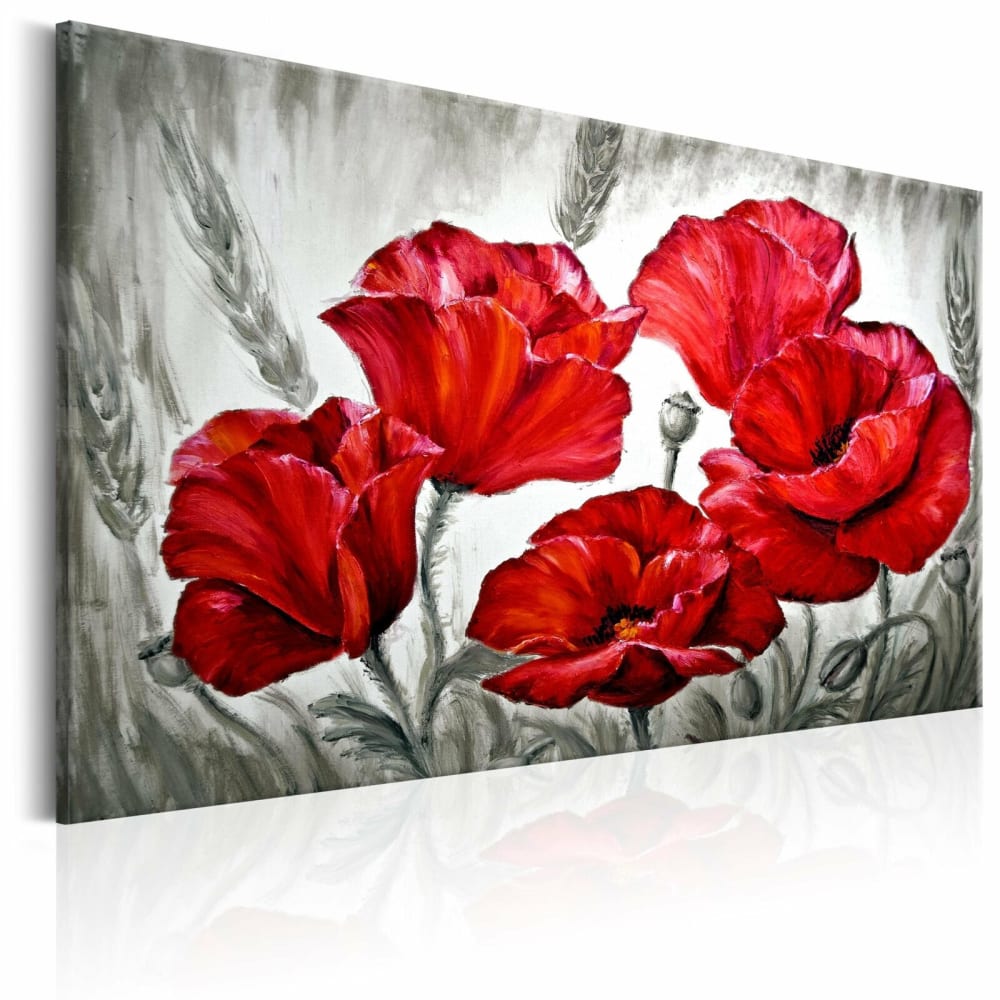 Tableau coquelicots en blé 120 x 80 cm