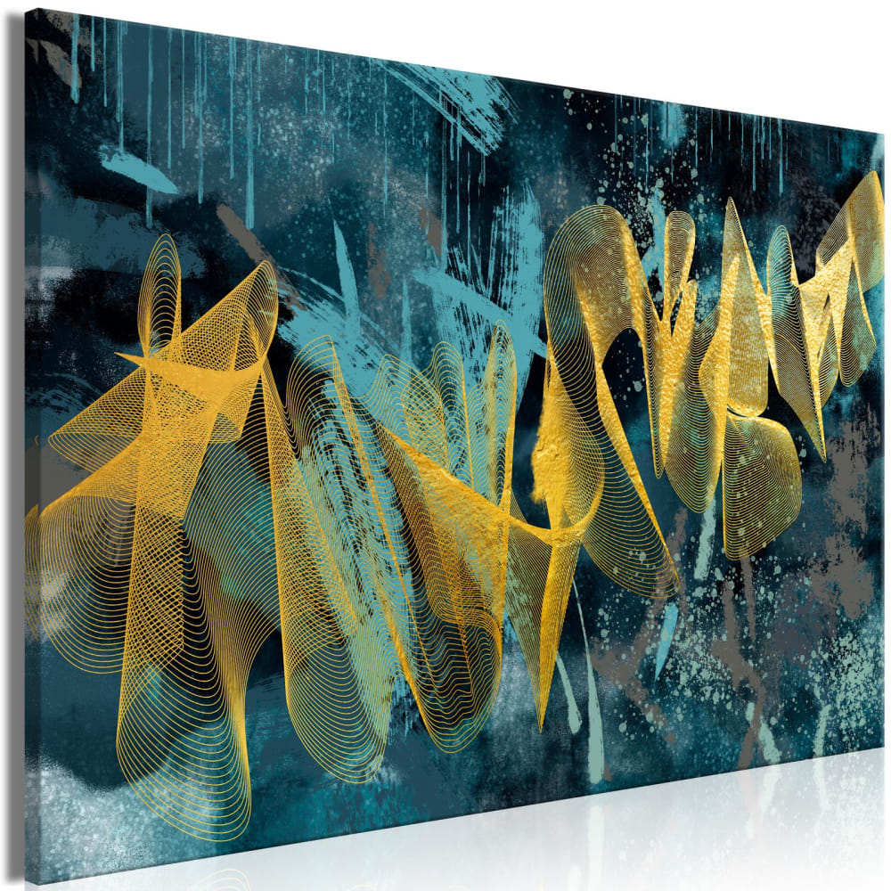 Tableau Golden Waves Wide 120 x 80 cm
