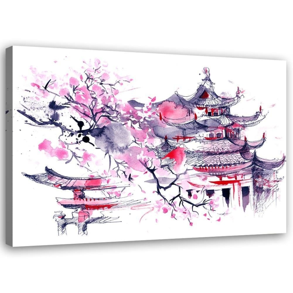 Tableau art japonais coloré 120 x 80 cm