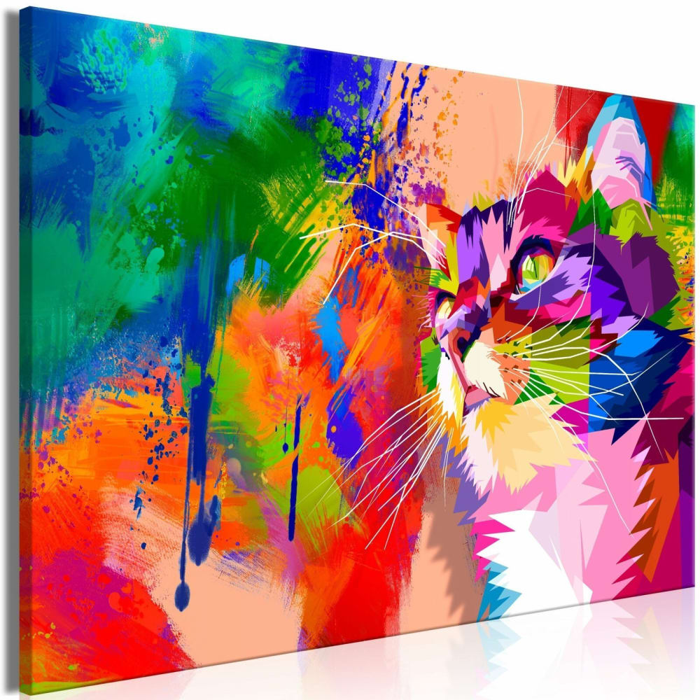 Tableau chat coloré large 120 x 80 cm
