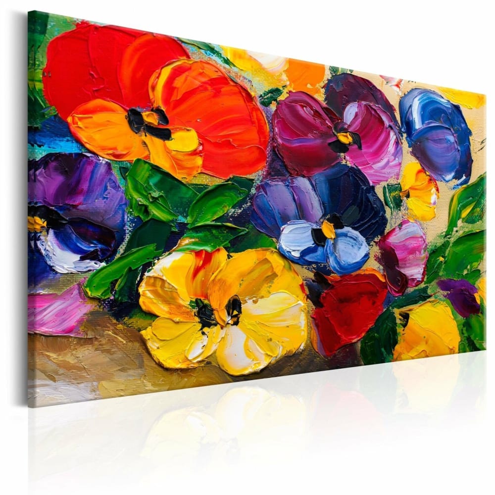 Tableau pensées de printemps 120 x 80 cm