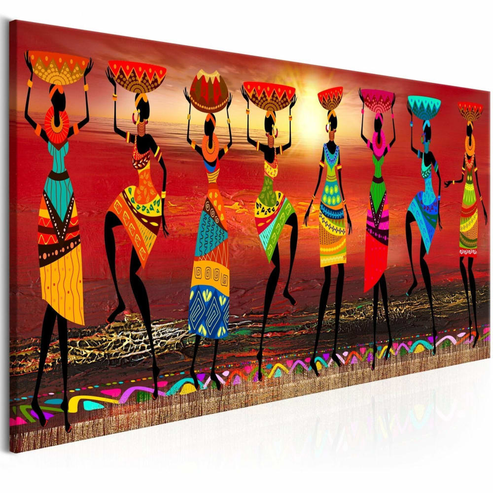 Tableau femmes africaines dansant 120 x 40 cm