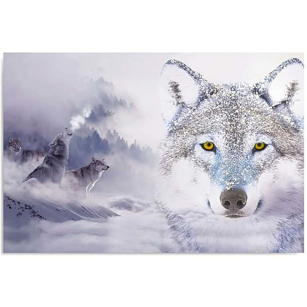 Tableau loups en hiver 120 x 80 cm
