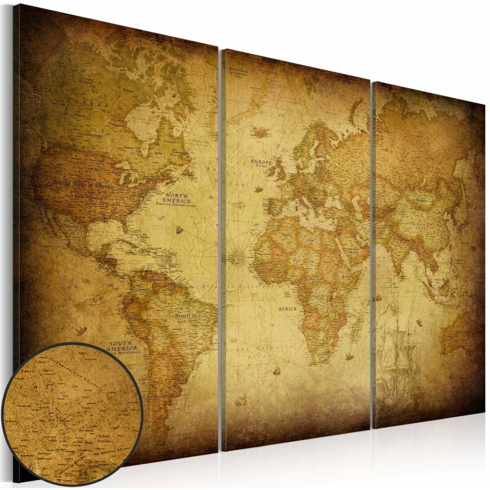 Tableau triptyque carte - ancienne