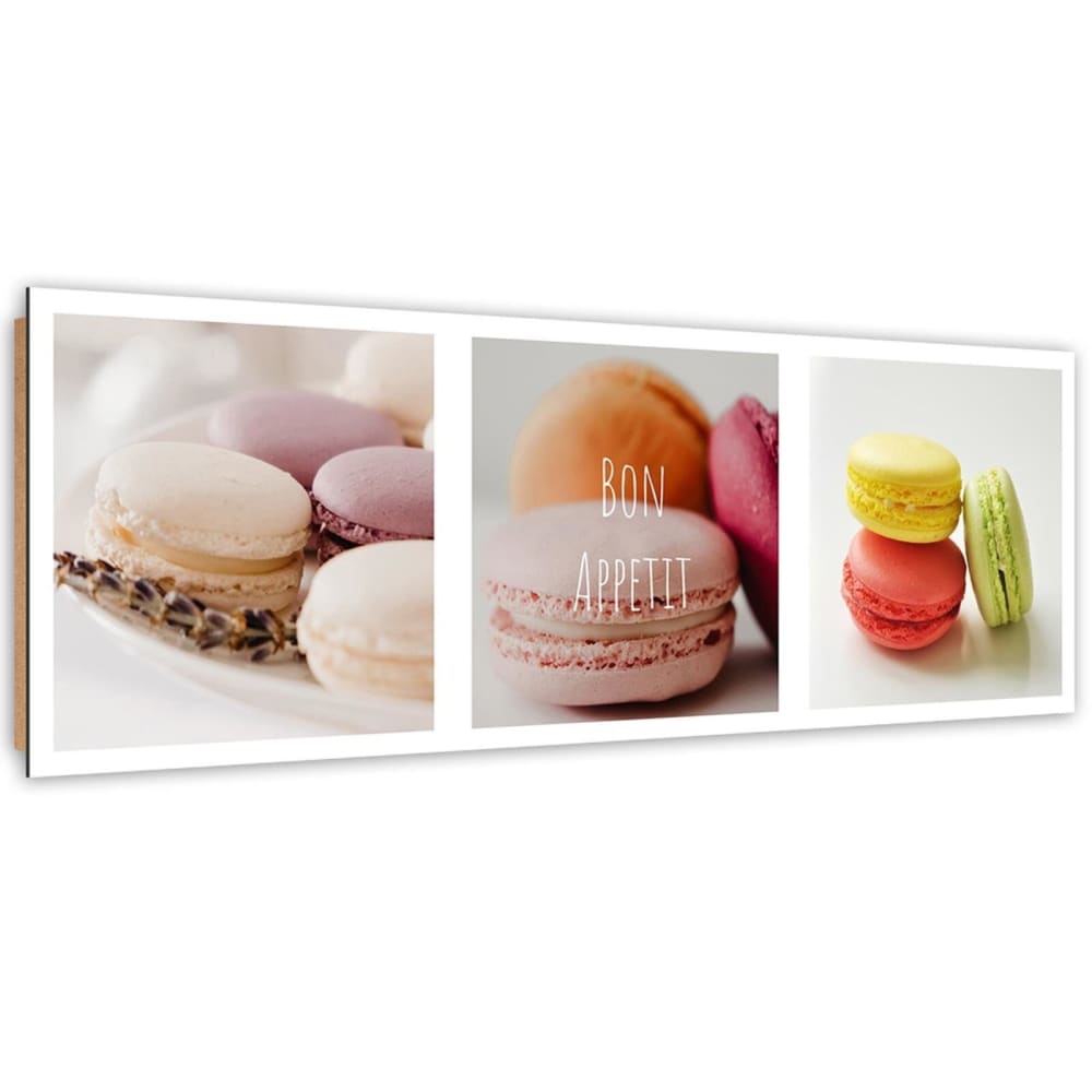 Tableau macarons dessert bois 120 x 40 cm