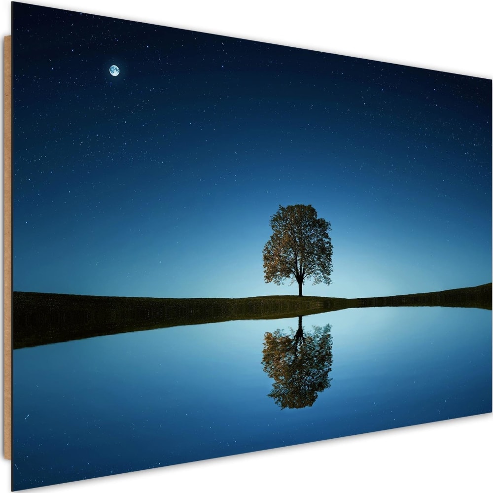 Tableau bois arbre solitaire 4 120 x 80 cm
