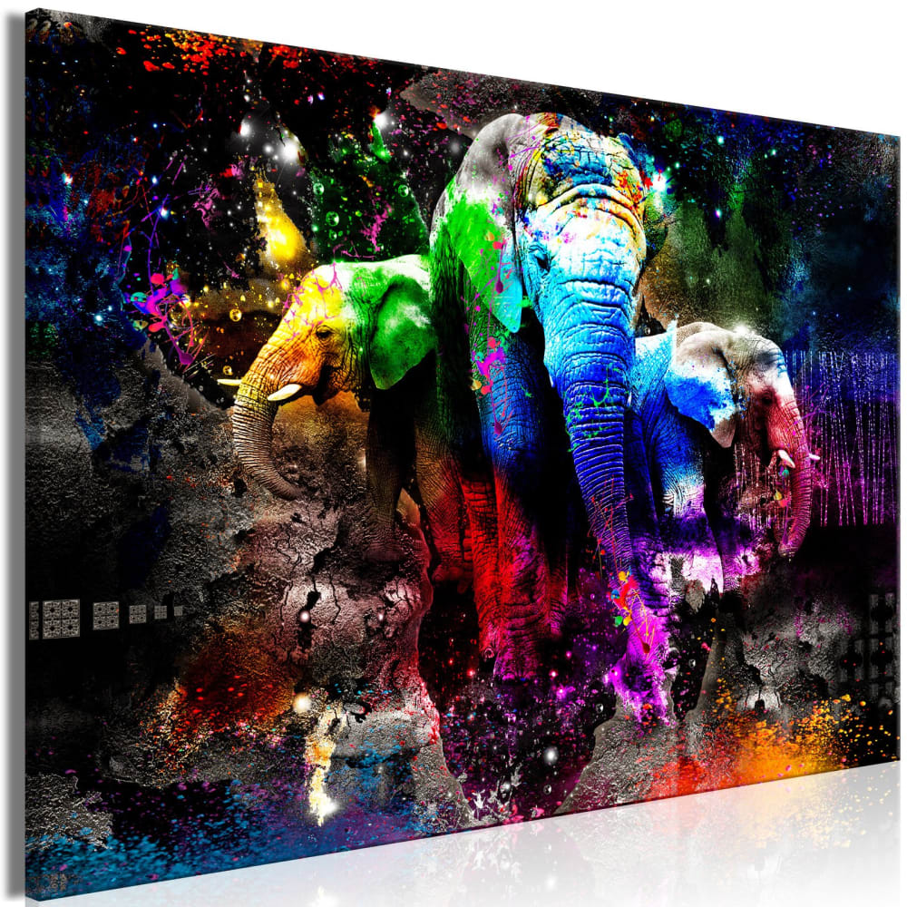 Tableau Colorful Elephants Wide 120 x 80 cm