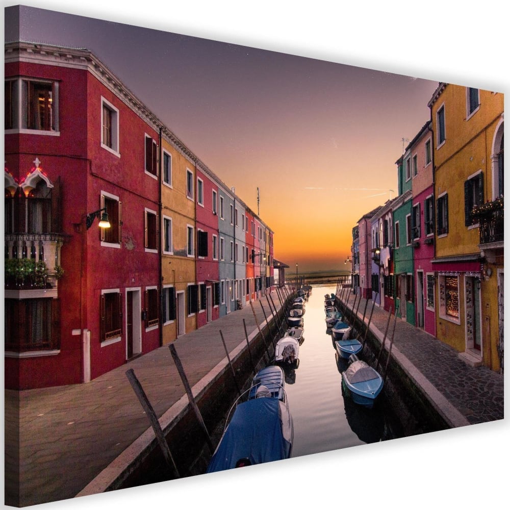 Tableau ville sur le canal 120 x 80 cm