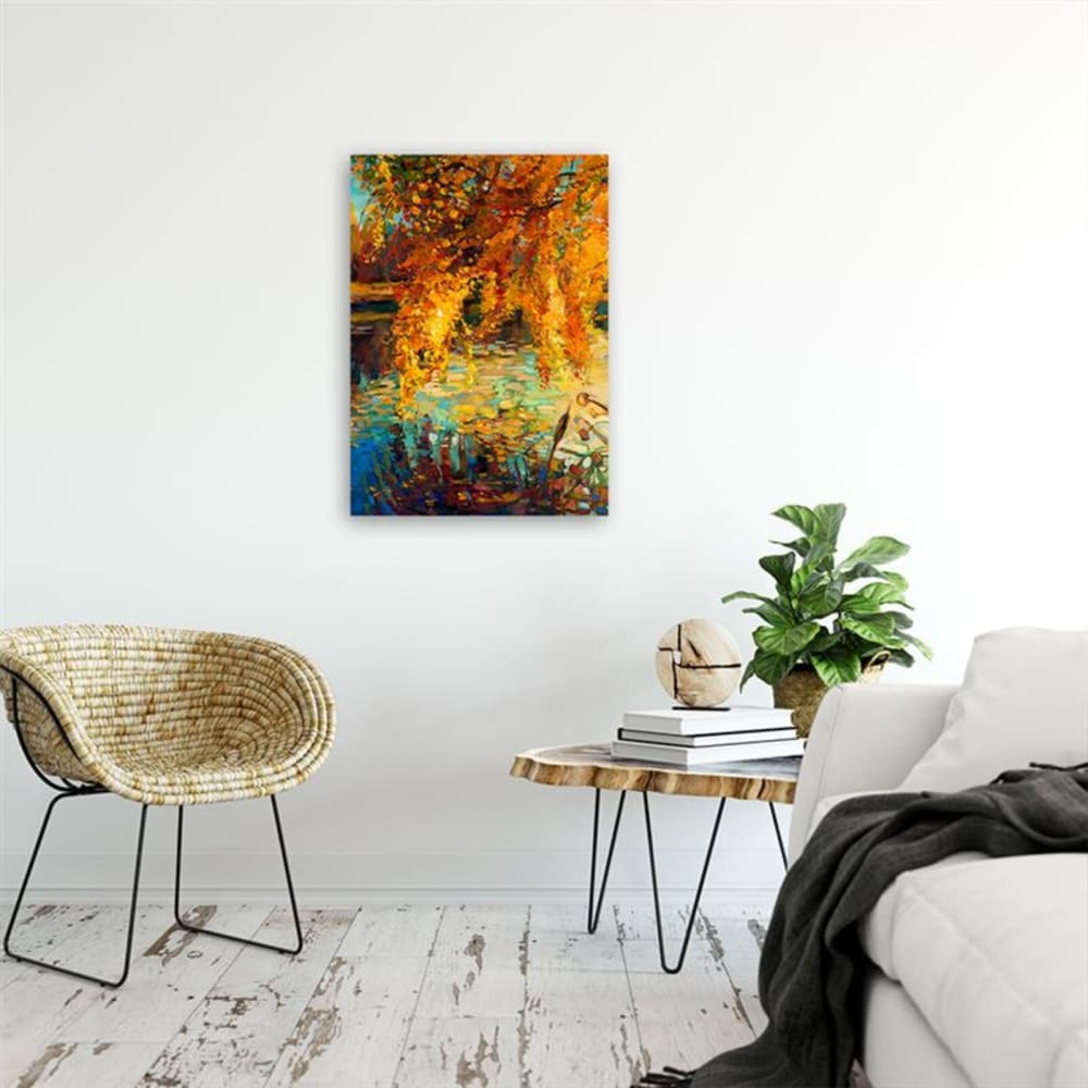 Tableau bois laisse lac nature 80 x 120 cm
