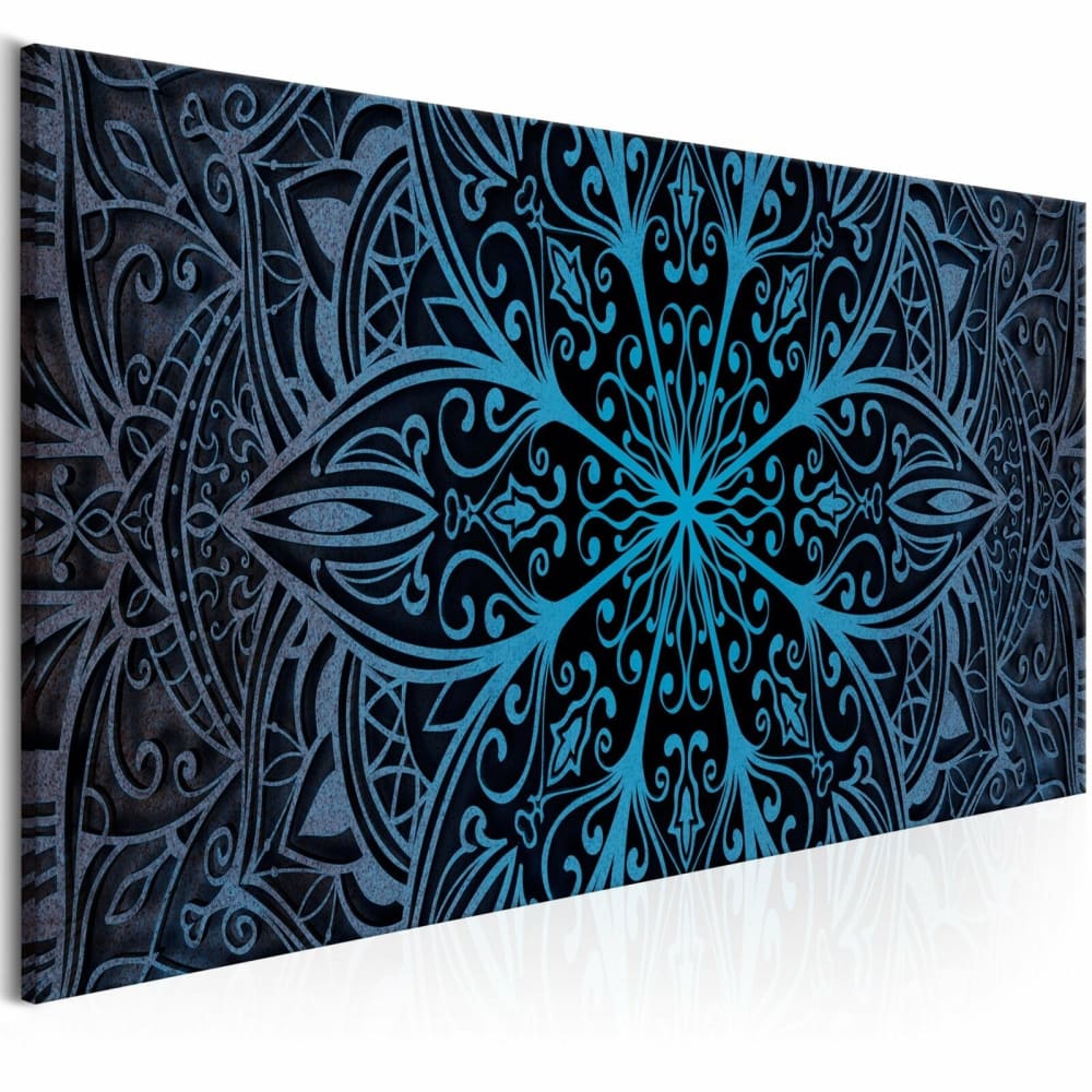Tableau plumes bleues étroites 120 x 40 cm