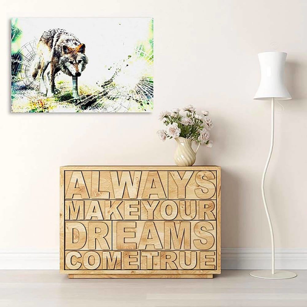 Tableau bois loup 4 120 x 80 cm