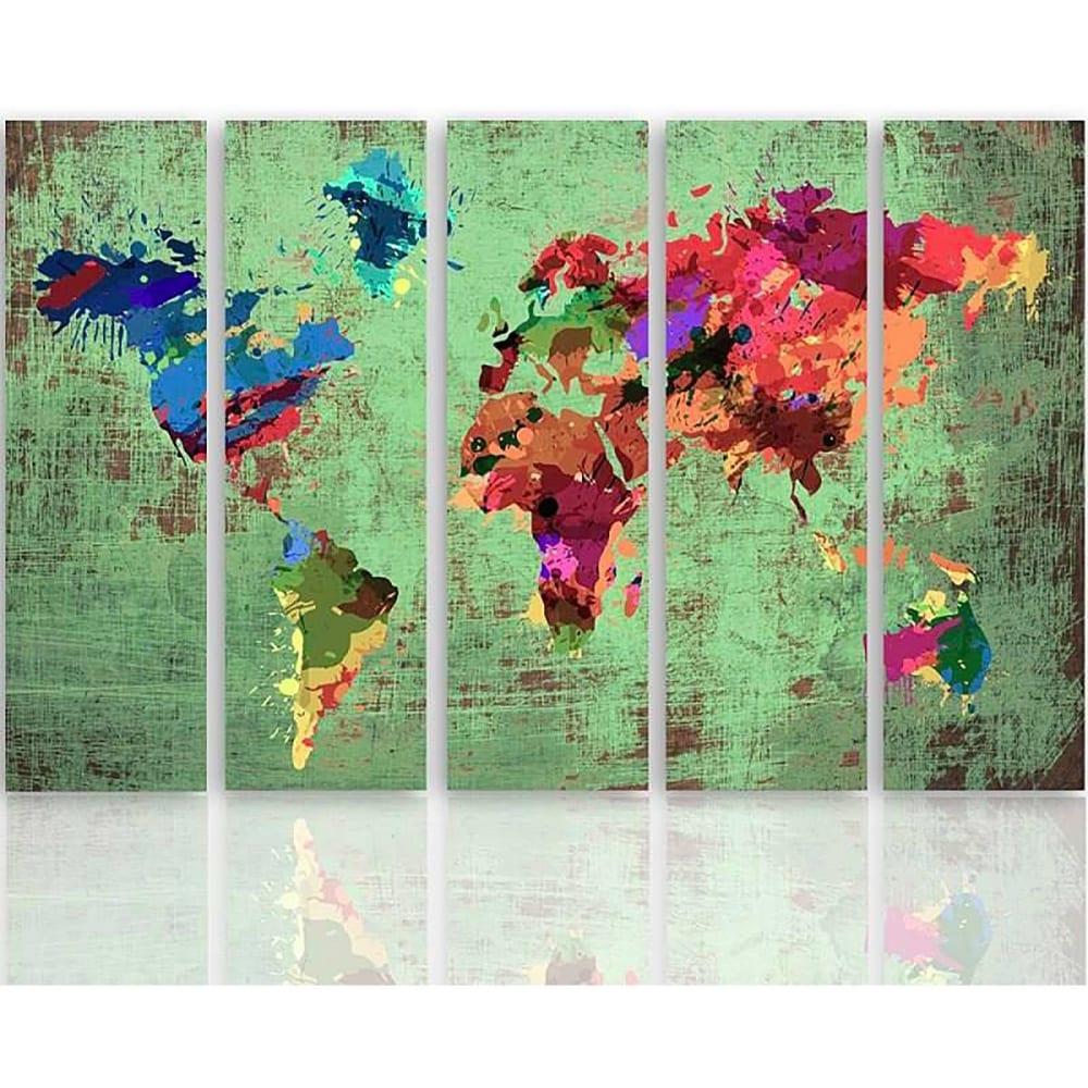Tableau couleur carte du monde 3 250 x 120 cm