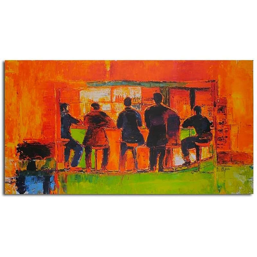 Tableau bois au bar 120 x 80 cm