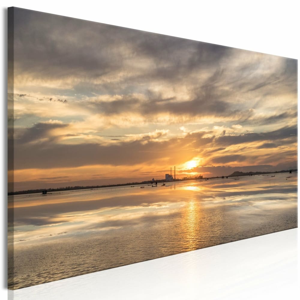 Tableau soir nuageux étroit 120 x 40 cm