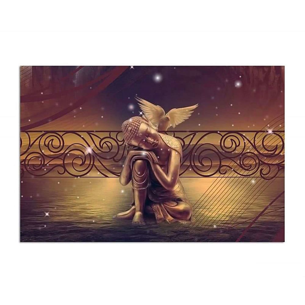 Tableau bois bouddha fr ou 120 x 80 cm