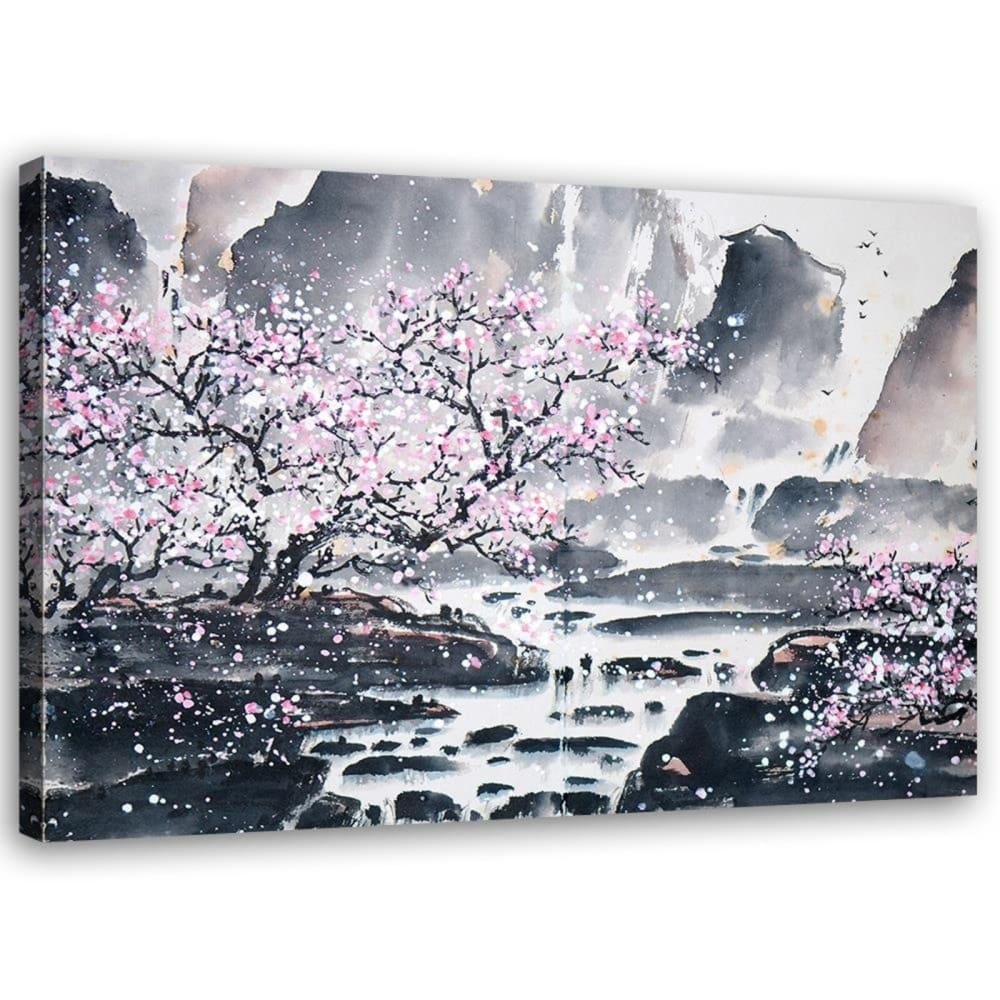 Tableau arbres roses 120 x 80 cm
