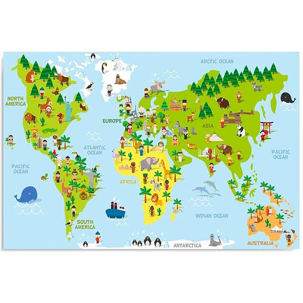 Tableau bois carte éducatif 120 x 80 cm