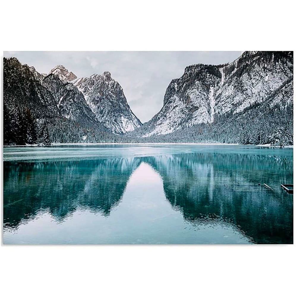 Tableau bois montagnes paysages 120 x 80 cm