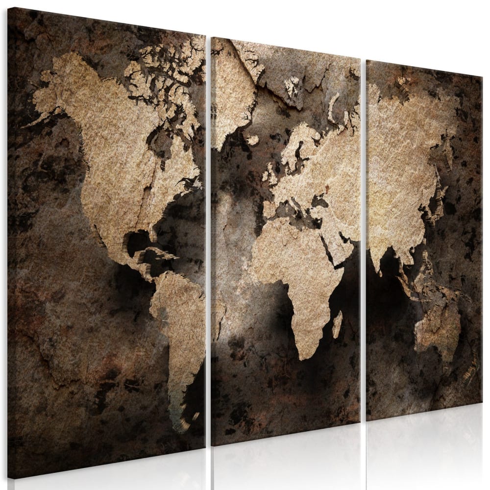 Tableau Carte En Grès (3 Parties) 120 x 80 cm