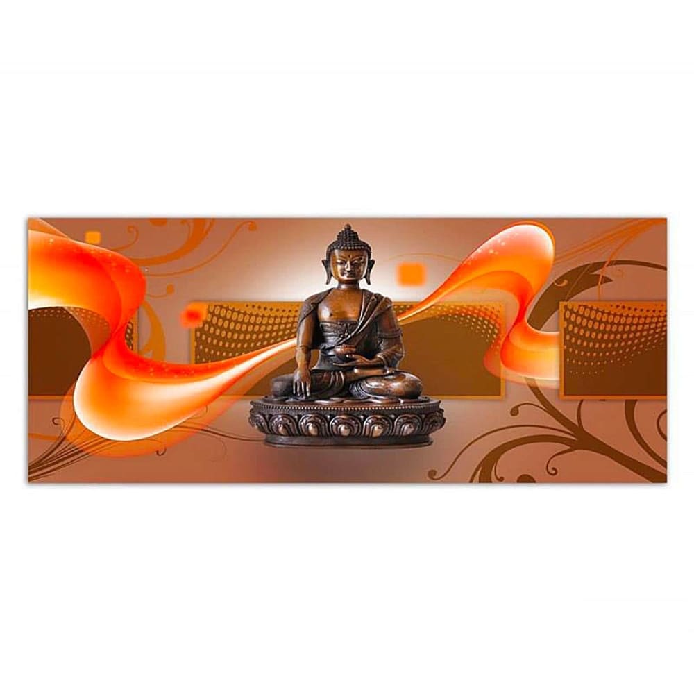 Tableau bois bouddha bronze 120 x 40 cm