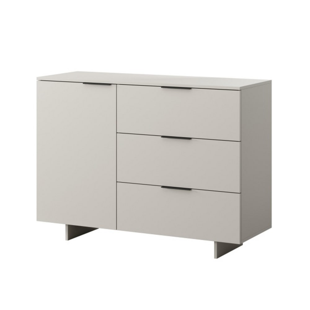 MSO Beigefarbenes Sideboard, 1 Tür, 3 Schubladen – 120 cm style modern Beige Holz