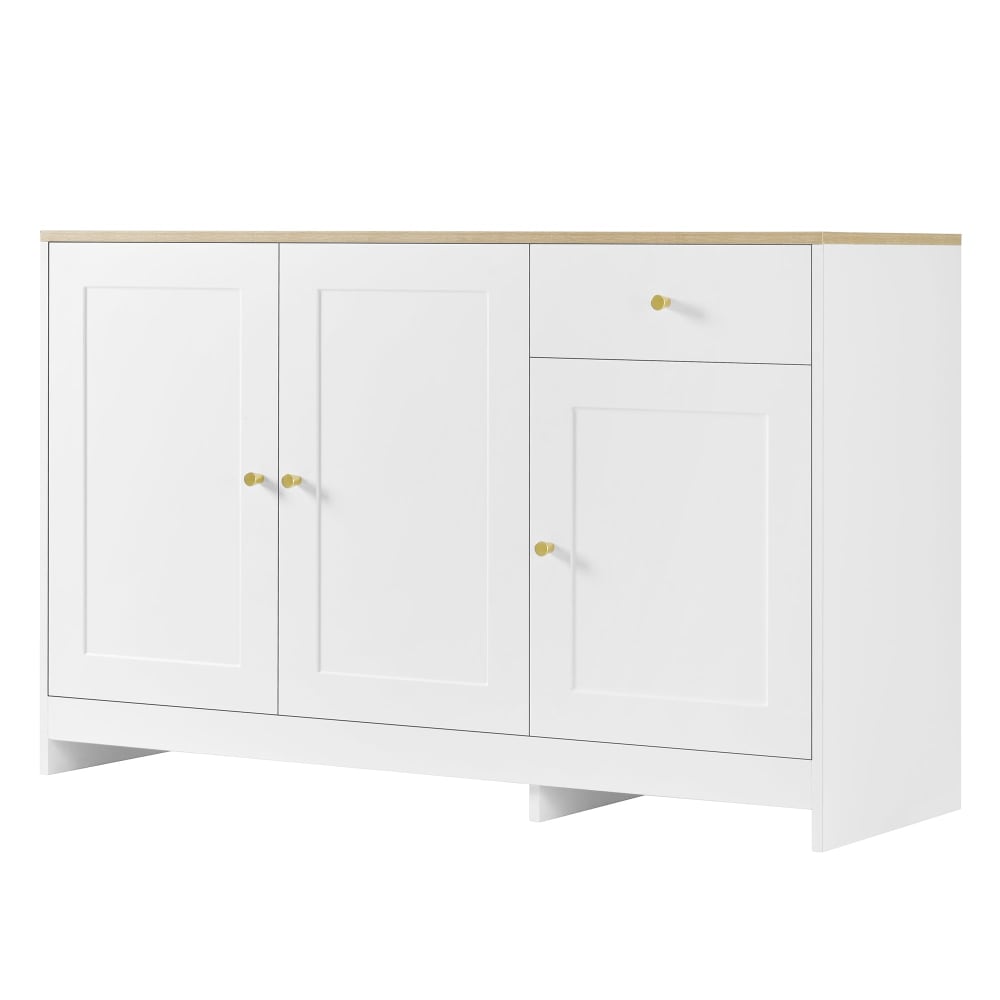 Buffet effet bois et blanc 3 portes 1 tiroir 120x40x75cm