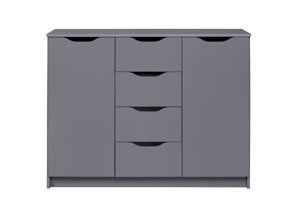 Buffet 2 portes 4 tiroirs 122x40x92 cm gris foncé