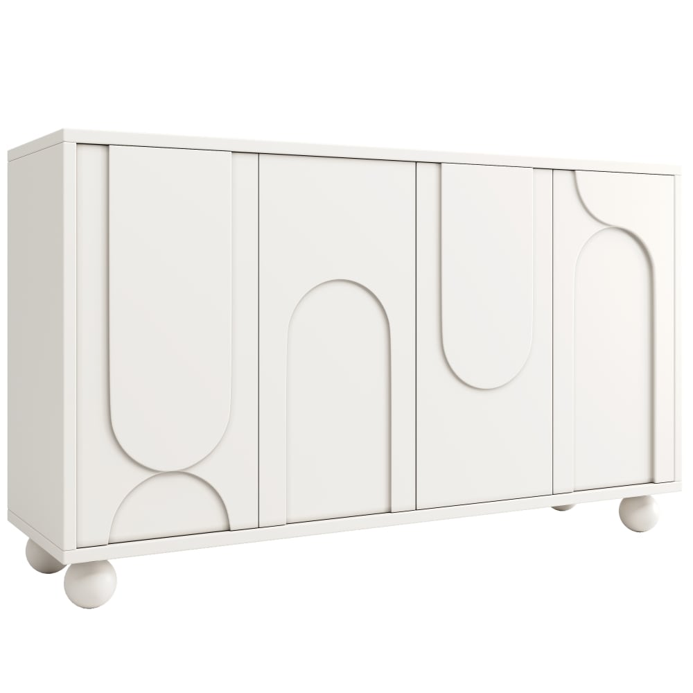 Buffet moderne blanc motif U 120x35x71cm