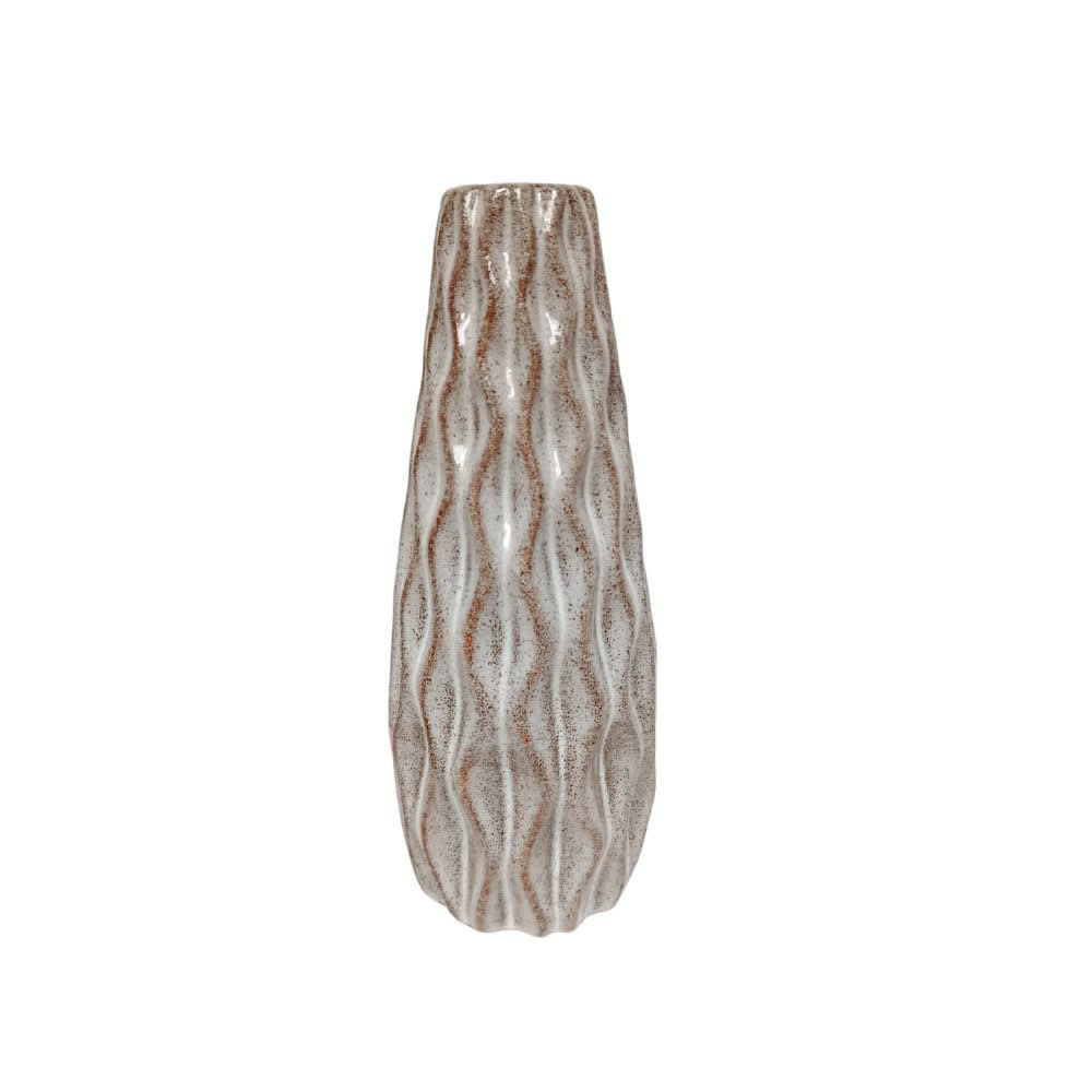 Vase Vagues en céramique - gris / marron Ø.12 x Ht.30,5 cm