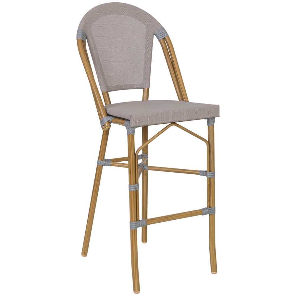 Wanderlust deco Hocker aus Rattan mit Rückenlehne, 47x56x116 cm, grau - Aluminium