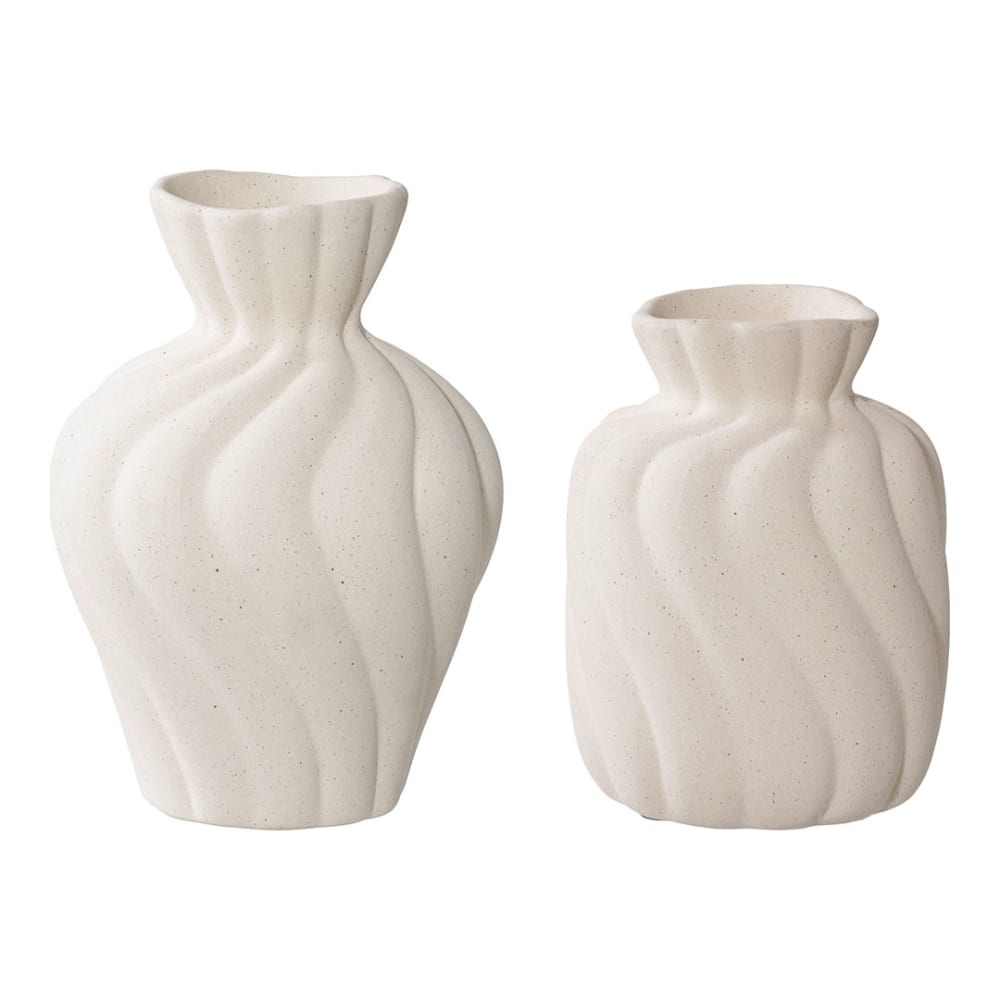 Lot de 2 vases 12 et 15 cm en céramique blanc