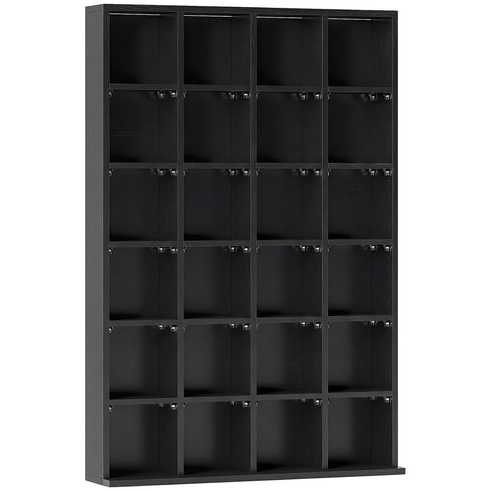 Homcom Schwarzholz-Medienschrank, 24 Fächer Schwarz