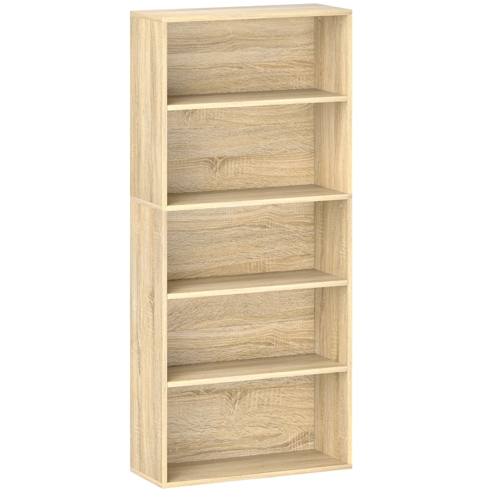 Homcom 5-Etagen-Bücherregal Naturholz Beige Spanplatte