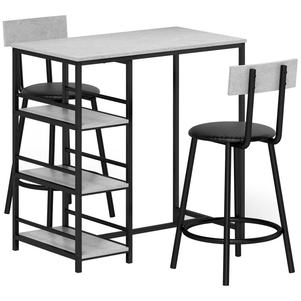Table de bar avec 2 chaises - gris