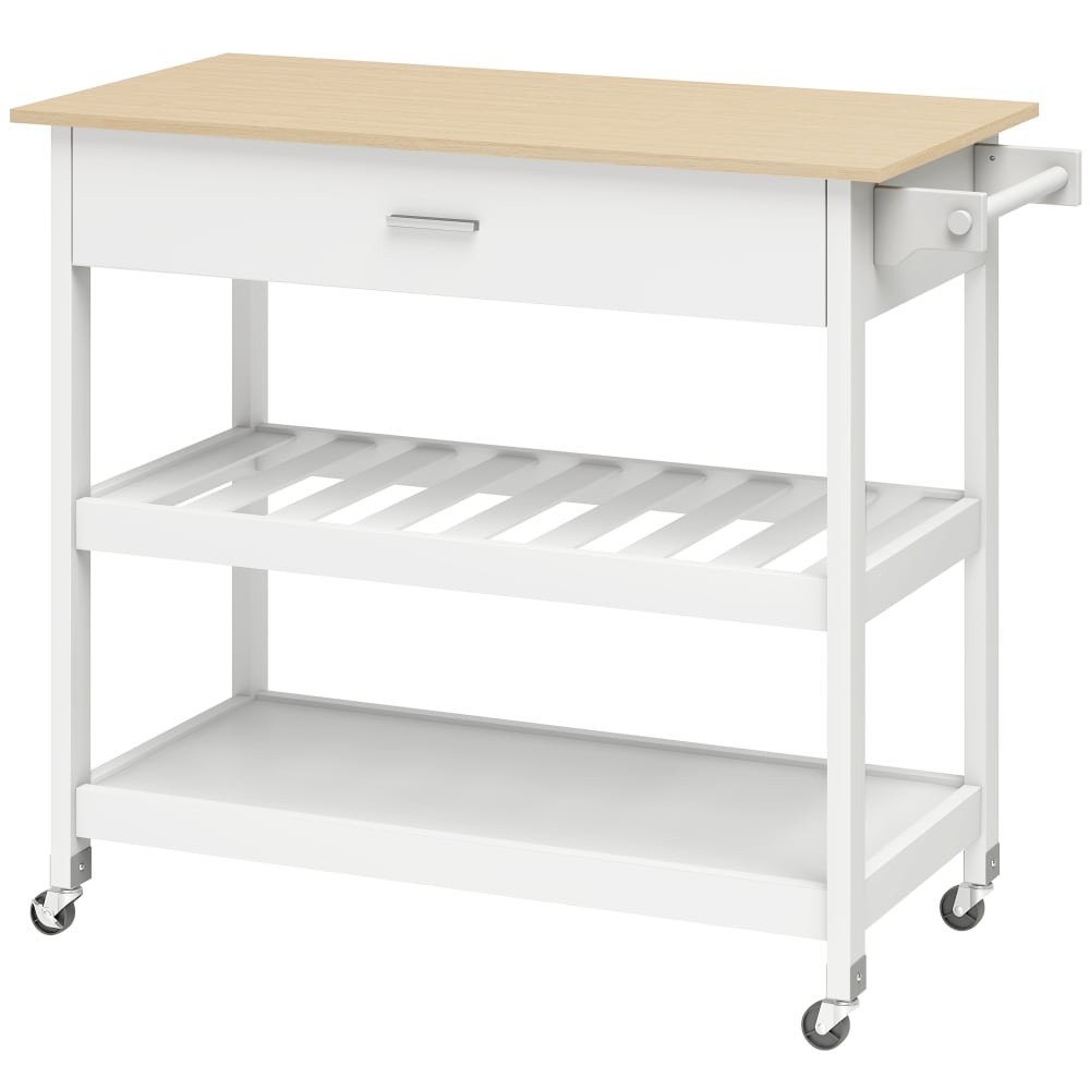 Homcom HOMCOM Rollender Küchenwagen mit Stauraum, Große Arbeitsplatte style modern Weiß Spanplatte