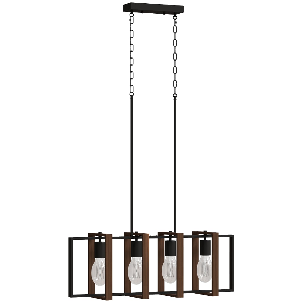 Homcom 4-fach Dreh-Rahmen Hängelampe Stahl & Nussbaum style landhaus Beige Stahl