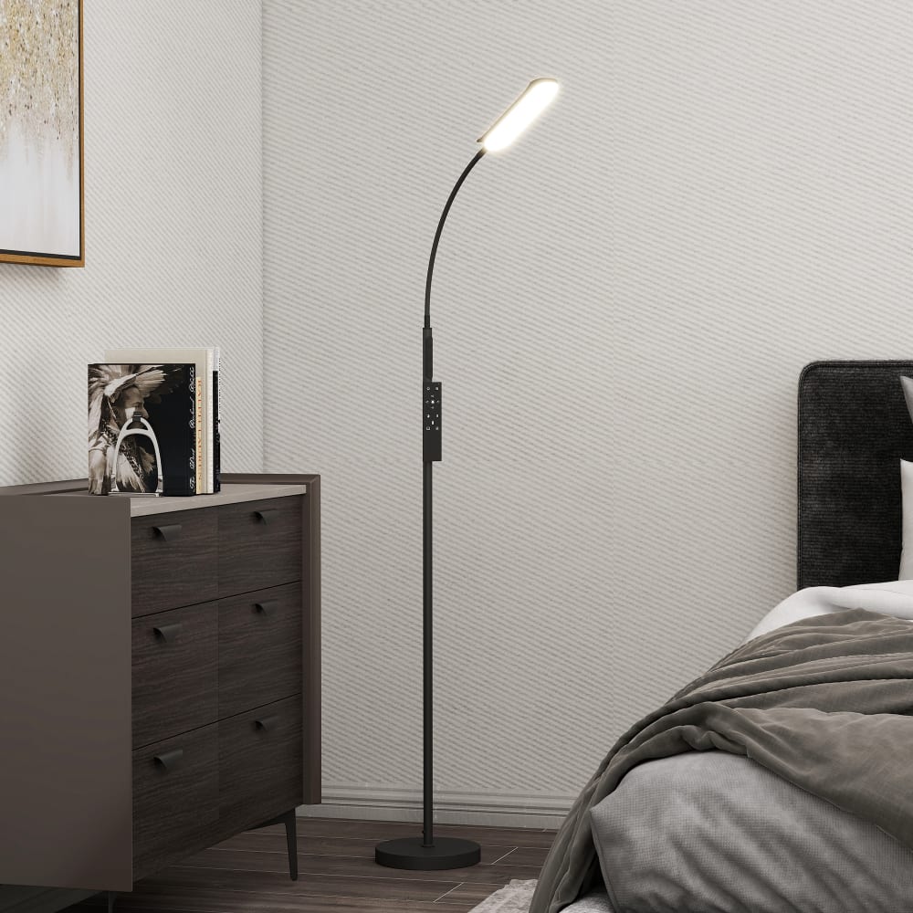Lampadaire sur pied de salon télécommande contrôle tactile noir — vue 3
