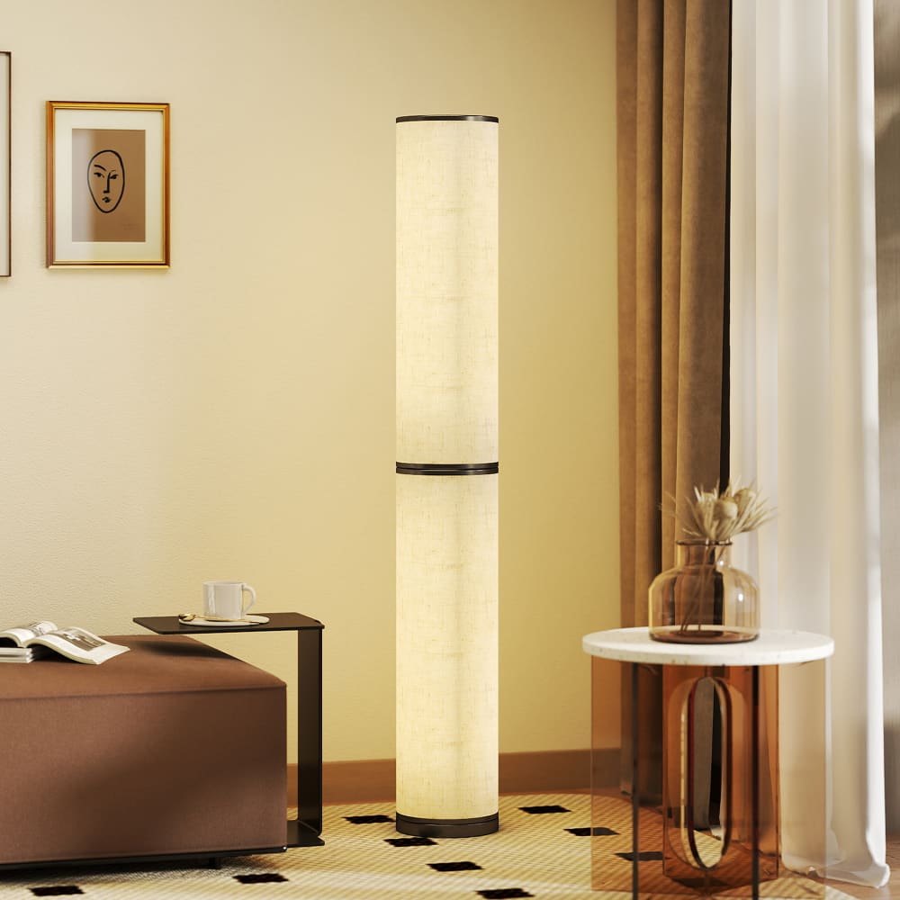 Lampadaire sur pied salon à intensité variable acier et lin beige — vue 4
