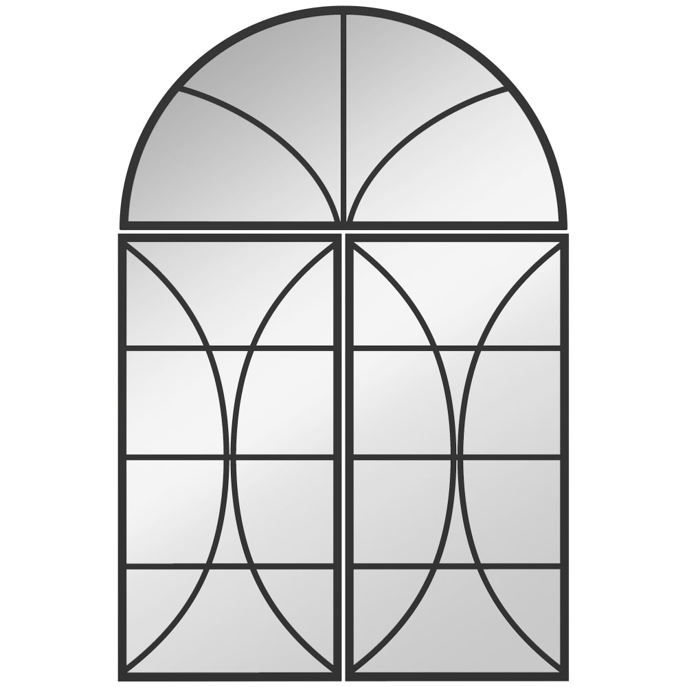 Homcom HOMCOM 3-teiliges gewölbtes Wandspiegel-Set, 80 x 120 cm, Schwarz style modern Schwarz Glas