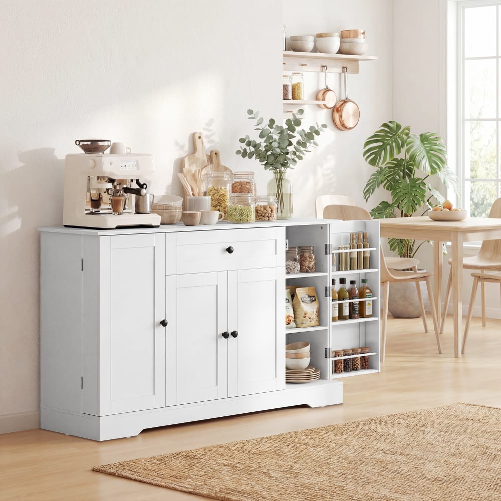 HOMCOM Moderner Sideboard mit Türfächern, Weiß - Maisons Du Monde