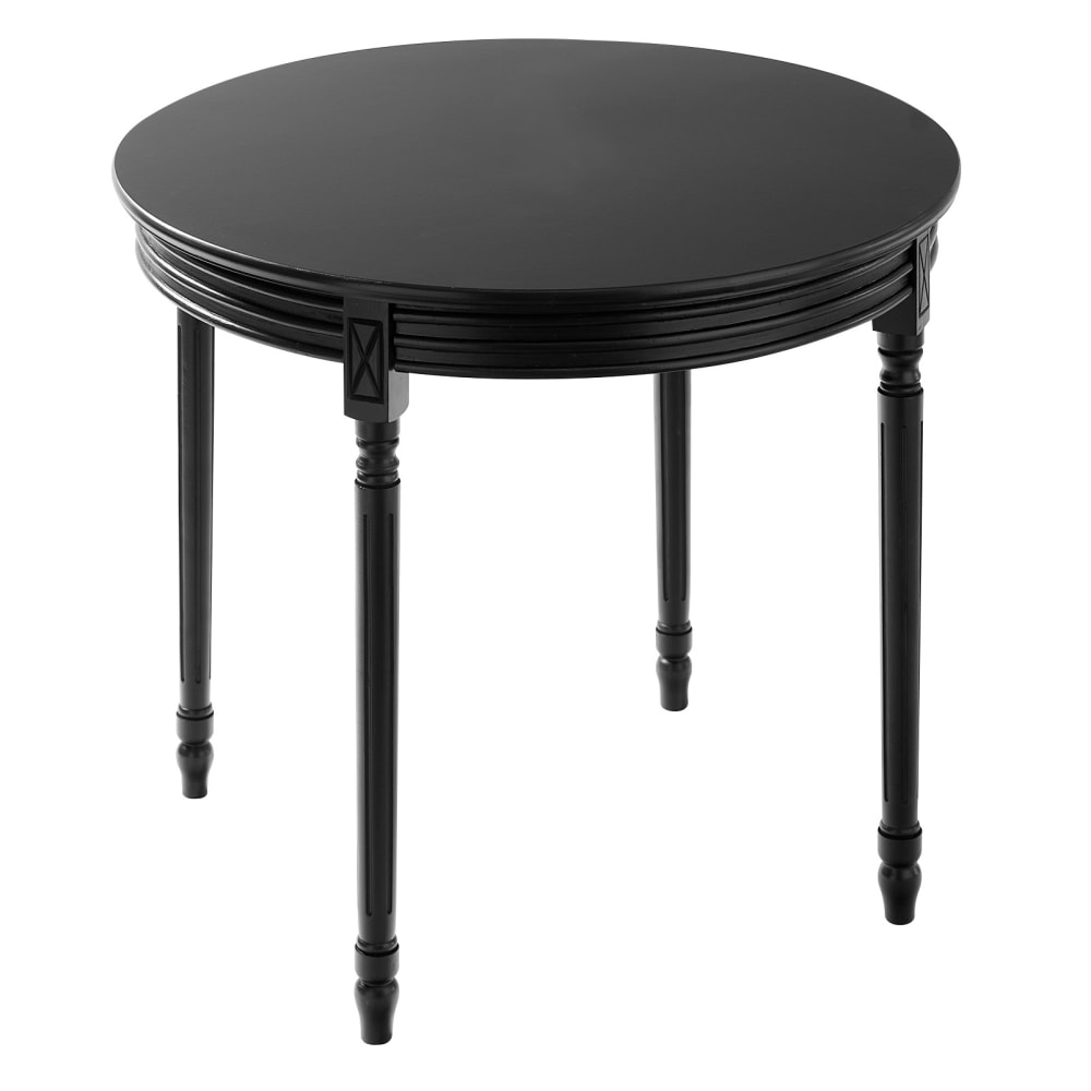 Table à manger 4 personnes ronde en bois de pin noir