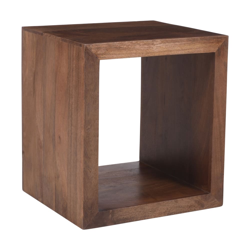 Table appoint bout de canapé en bois de manguier foncé