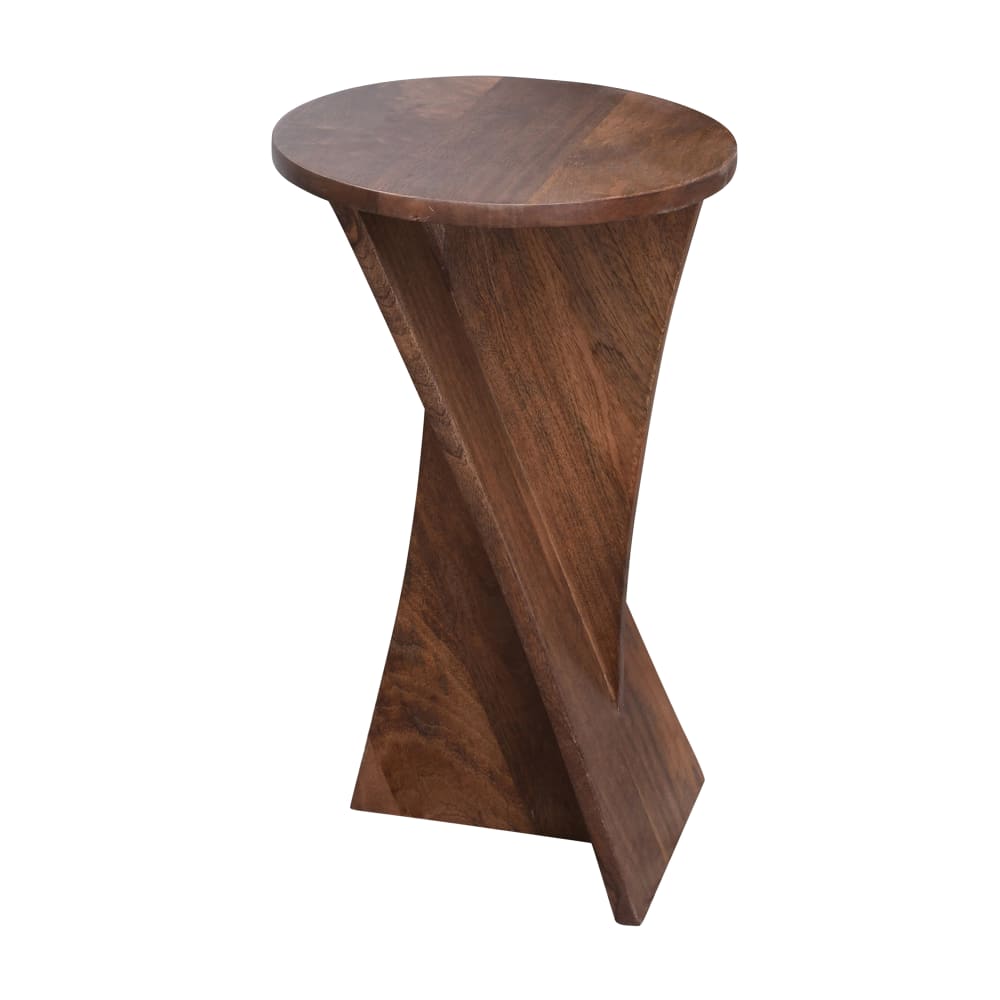 Table appoint bout de canapé en bois de manguier foncé
