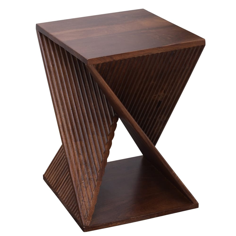 Table appoint bout de canapé en bois de manguier foncé